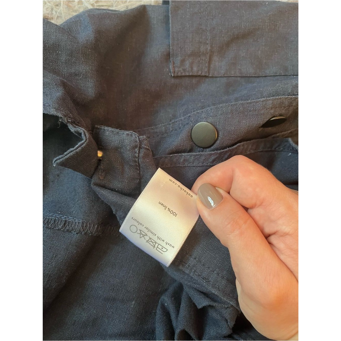 Aakasha Navy Linen Drop Crotch Overall 100% Linen Overalls Jumpsuit Size 3x — image 8 of 8